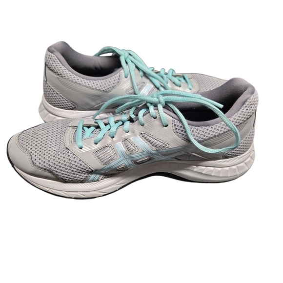 Asics Gel Contend 5 Gray and Blue Athletic Running Shoes 9 - Picture 1 of 8